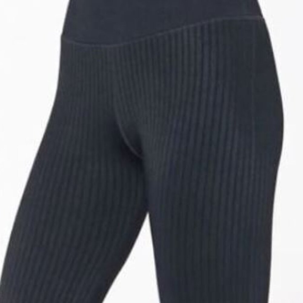 Good American Wide Rib Shine Clean Seamless Leggings Black